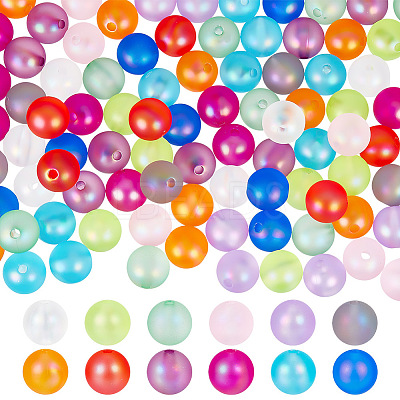 96Pcs 16 Colors Spray Painted Acrylic Beads OACR-GO0001-01-1