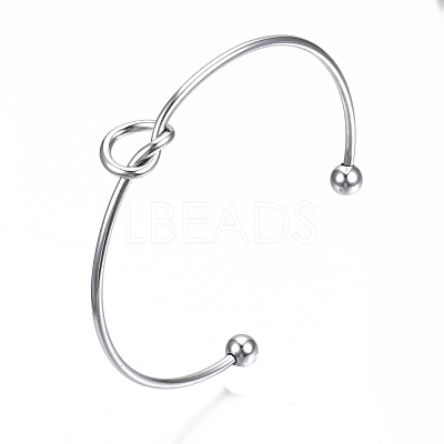 Tarnish Resistant 304 Stainless Steel Love Knot Cuff Bangle Making MAK-S073-001P-1