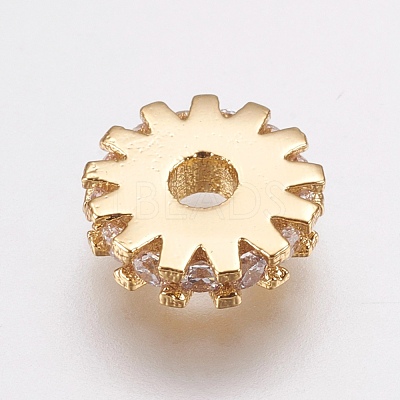 Brass Micro Pave Cubic Zirconia Bead Spacers ZIRC-E143-21G-1