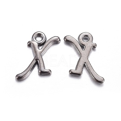 Gunmetal Plated Alloy Letter Pendants LS-PALLOY-J718-01B-X-1