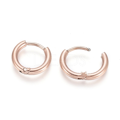 Ion Plating(IP) 304 Stainless Steel Huggie Hoop Earrings EJEW-F111A-13mm-RG-1