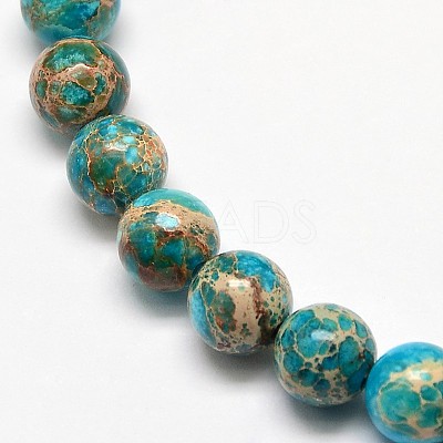 Natural Imperial Jasper Round Bead Strands G-I103-6mm-03-1