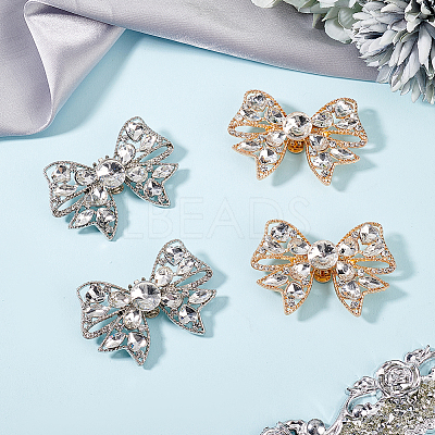 4Pcs 2 Colors Bowknot Alloy Rhinestone Shoe Decoration FIND-GO0002-34-1