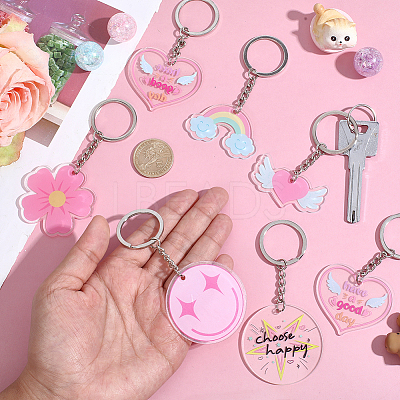 12Pcs 6 Style Acrylic Keychains KEYC-HY0001-40-1