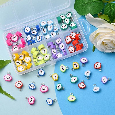 80Pcs 8 Colors Handmade Polymer Clay Charms CLAY-YW0001-74-1