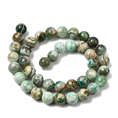 Natural Green Line Jasper  Beads Strands X-G-L639-A01-10mm-1