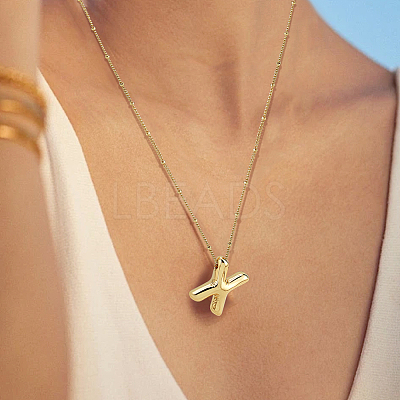 1pc Brass Chain with Alloy Letter Pendants Necklaces NJEW-LP0001-41X-G-1