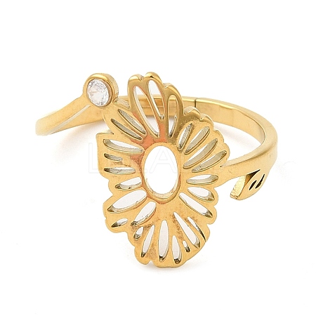 304 Stainless Steel with  Cubic Zirconia Adjustable Rings RJEW-K245-48B-G-1