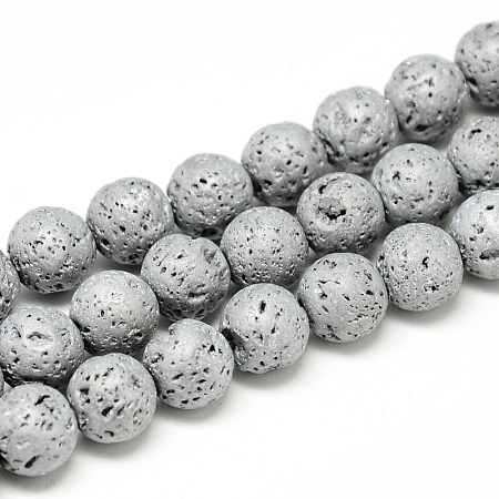 Electroplate Natural Lava Rock Beads Strands G-T058-03I-4MM-1