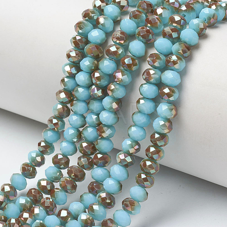 Electroplate Opaque Solid Color Glass Beads Strands EGLA-A034-P8mm-J03-1