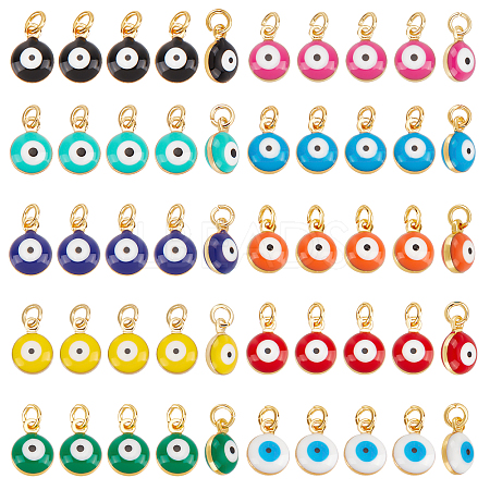 Beebeecraft 50Pcs 10 Colors Brass Enamel Charms KK-BBC0003-66-1