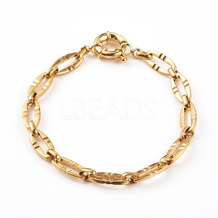 304 Stainless Steel Oval Link Chain Bracelets BJEW-JB06101-01-1