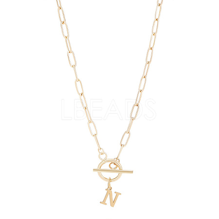 304 Stainless Steel Letter Pendant Necklaces NJEW-LP0001-52N-G-1