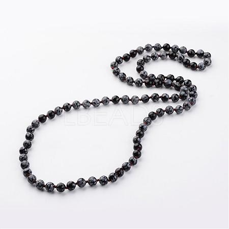 Natural Snowflake Obsidian Necklaces NJEW-D264-15-1