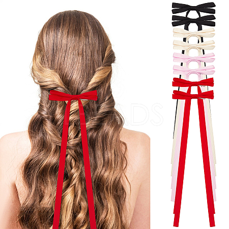 Big Bowknot Polyester Alligator Hair Clips AJEW-CP0008-39A-1