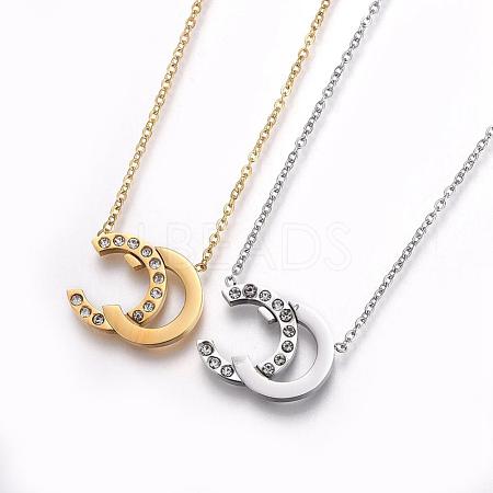 304 Stainless Steel Initial Pendant Necklaces NJEW-P240-05-1