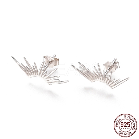 Anti-Tarnish Rhodium Plated 925 Sterling Silver Stud Earrings EJEW-AA00271-31P-1