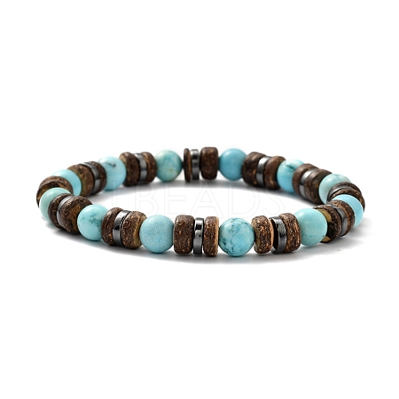 Natural Howlite Stretch Bracelets BJEW-JB05359-04-1