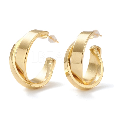 Brass Half Hoop Earrings EJEW-A056-03G-1