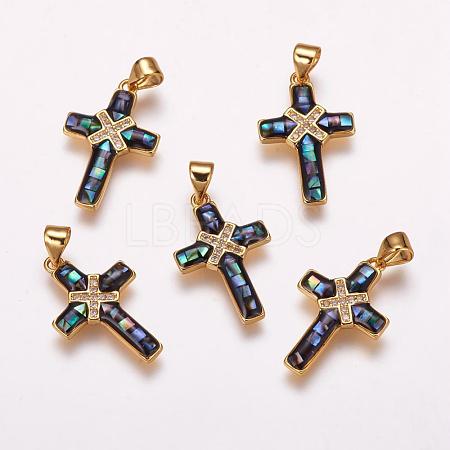 Brass Micro Pave Cubic Zirconia Pendants ZIRC-F057-02A-1