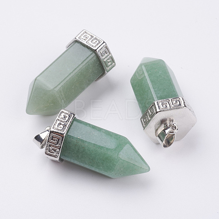 Natural Green Aventurine Pointed Pendants G-E442-03F-1