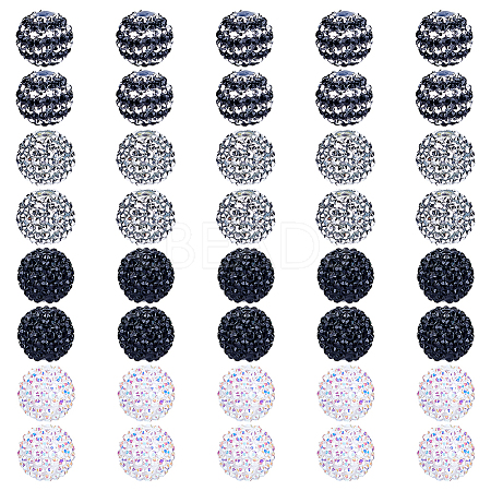 40Pcs 4 Colors Resin Rhinestone Beads RESI-ME0001-06-1