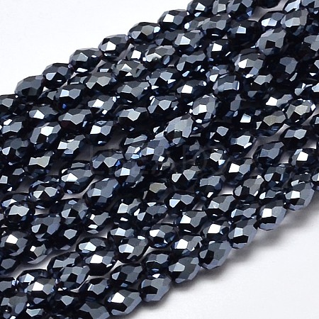 Faceted Teardrop Full Plated Electroplate Glass Beads Strands EGLA-J132-FP01-1