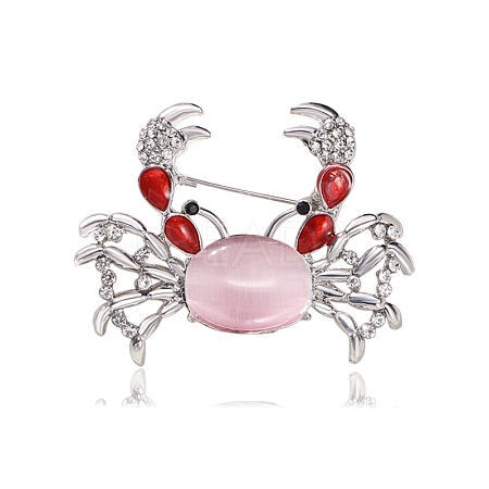 Crab Alloy Rhinestone Brooches PW-WGF2421-01-1