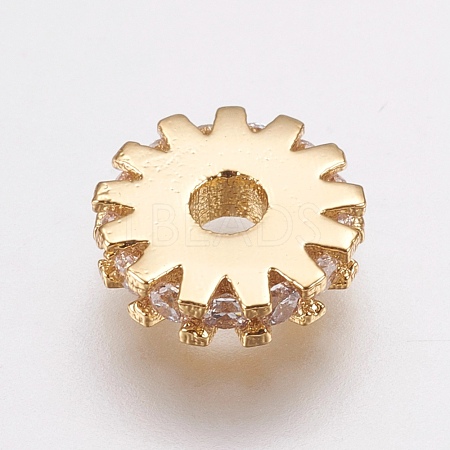 Brass Micro Pave Cubic Zirconia Bead Spacers ZIRC-E143-21G-1