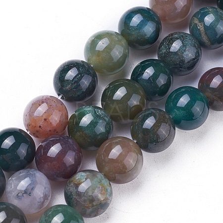 Natural Indian Agate Round Beads Strands G-N0120-06-6mm-1