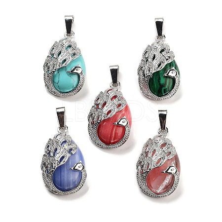 Synthetic Mixed Stone Teardrop Pendants G-G112-03P-1