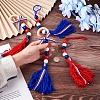 Crafans 4Pcs 2 Style Independence Day Theme Wooden Ring & Woolen Yarn Tassels Pendant Decorations HJEW-CF0001-20-5