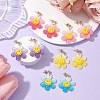 Sunflower with Smiling Acrylic Dangle Stud Earrings EJEW-JE05608-2