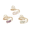 3Pcs Natural Amethyst & Green Aventurine & Rose Quartz Finger Rings RJEW-JR00838-2