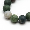 Frosted Natural Indian Agate Round Bead Strands G-M063-10mm-01-2