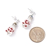 Shell Pearl & Glass Braided Christmas Snowman Dangle Stud Earrings EJEW-TA00089-4
