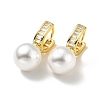 Plastic Pearl Dangle Stud Earrings with Clear Cubic Zirconia EJEW-A070-18G-1