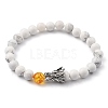 Men's Natural Howlite & Lava Rock Stretch Beaded Bracelets Sets X-BJEW-JB05429-9