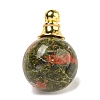 Natural Unakite Perfume Bottle Pendants G-K338-22G-11-1