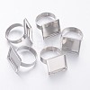 Platinum Plated Adjustable Brass Pad Ring Components For Jewelry Making X-KK-J053-P-1