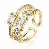 Brass Micro Pave Clear Cubic Zirconia Cuff Rings RJEW-N035-039-NF-4