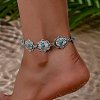 Bohemian Alloy with Synthetic Turquoise Oval Link Chain Anklets for Women FS-WGE46A8-01-3