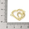 Rack Plating Brass Micro Pave  Clear Cubic Zirconia Double Heart Connector Charms KK-C052-41A-G-3