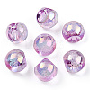UV Plating Rainbow Iridescent Acrylic Beads X-OACR-G012-04E-1