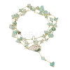 Natural Green Aventurine Chip Handmade Link Chain Necklaces NJEW-JN05811-02-7