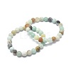 Natural Amazonite Bead Stretch Bracelets BJEW-K212-C-007-1