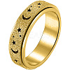 201 Stainless Steel Moon and Star Rotatable Finger Ring MOST-PW0001-005C-03-1