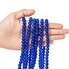 Spray Painted Blue Crackle Glass Round Beads Strands X-CCG-Q001-8mm-14-4