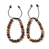 8mm Round Natural Polychrome Jasper/Picasso Stone/Picasso Jasper Braided Bead Bracelets BJEW-C067-01B-19-1