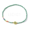 Acrylic Smiling Face & Seed Beaded Stretch Bracelet BJEW-JB09490-3